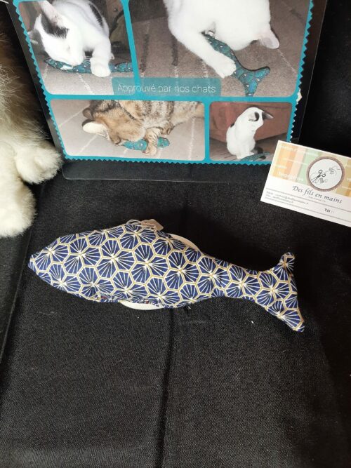 Jouet avec herbe à chat "bleu à motifs"